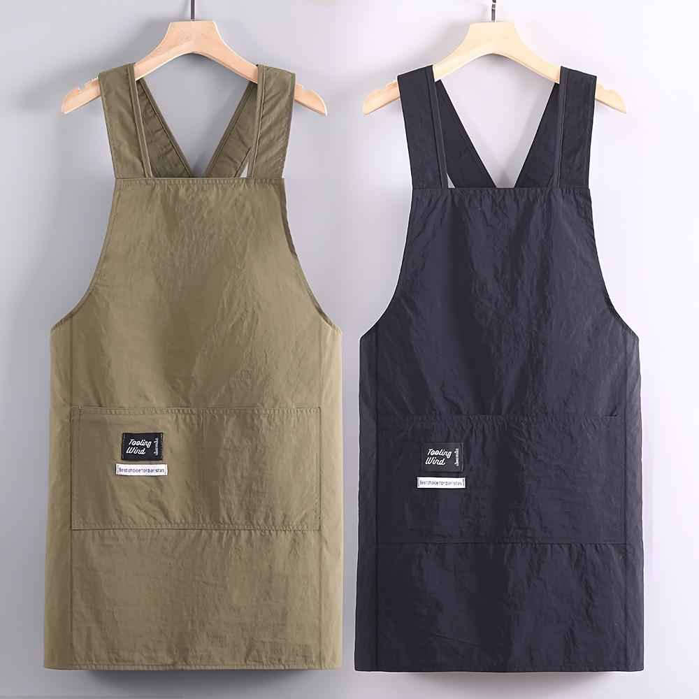 Durable Build, Stylish Black & Olive Green Cross-Strap Aprons - Adjustable, Polyester Kitchen Aprons with Pockets for Cooking, Baking, and Dining