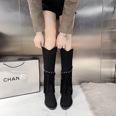 Модные женские высокие ботинки Челси 2025 Зима Новые Гладиаторы Средний каблук До колена Тренд Женская обувь Панк Уютный Острый носок Брендовые Женские Ботас