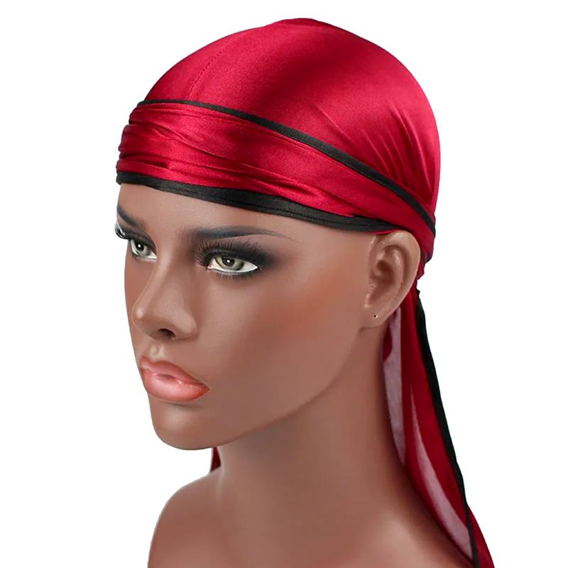 1PC Satin Breathable Fashion Pirate Hat Sun Protection Long Tail Hair Accessories Silky Headwrap Bandana Cap Biker Turban