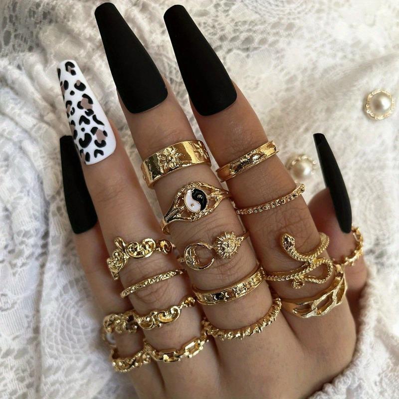 Винтажное Кольцо-Сочленение «Сплетни Солнце Луна Змея Лист Цветок» Набор из 16 шт.