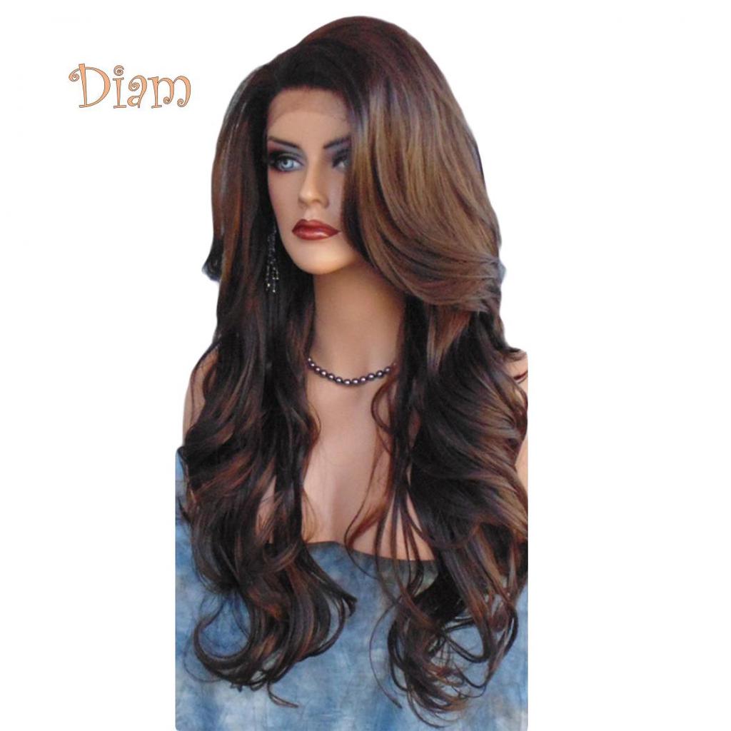 Tenfyer женская мода длинные волнистые вьющиеся волосы косплей костюм полный парик наращивание волос