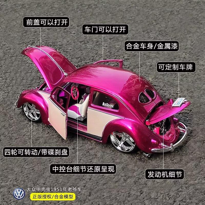 AABIM1 Maisto 1:18 Volkswagen Beetle Alloy Car Model Diecasts Metal Toy Vehicles Classic Car Model Simulation Collection Childrens Gift