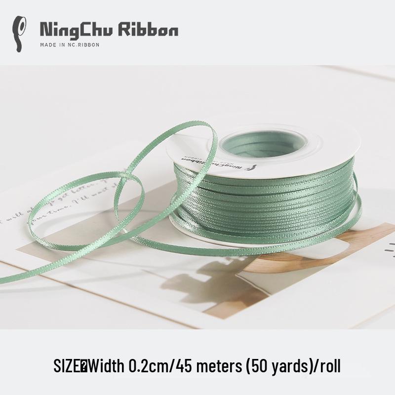 Двусторонняя атласная лента 2 мм для закладки, свадебных бантов и подарочной упаковки