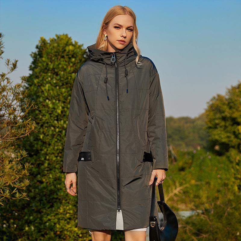 Пальто ZIAI, весеннее тонкое длинное пальто для отдыха, однотонное пальто с капюшоном, модная ветрозащитная верхняя одежда на молнии