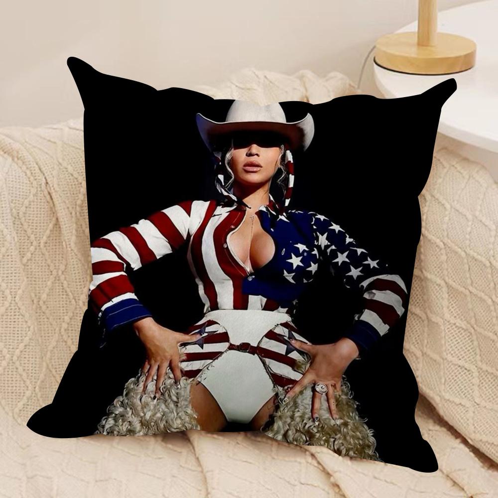 Подушка-чехол для дивана с изображением певца B-Beyonce в ковбойском стиле, мягкая плюшевая, двусторонняя печать | Уютный декор на все сезоны, подарок