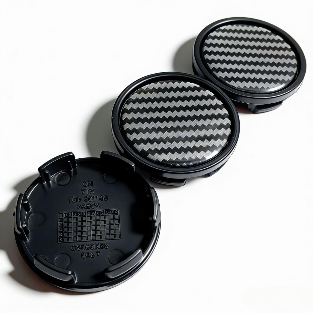 4pcs No Logo Carbon Fiber Weave Emblem Car Wheel Center Caps 58MM Clips 53MM Wheels Hub Cap Rim Hubcaps Dust Cover Accessories