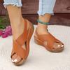 Женская обувь Большие размеры Открытый носок Женские сандалии Повседневные сандалии Женские с круглым носком Платформа танкетка Римская обувь Женские