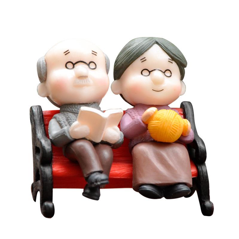 PVC Grandparent Figurines - Car Ornaments, DIY Succulent, Micro Landscape, Cake Decoration Recliners