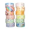 12 Rolls Washi Tape Set Cute Pattern Gold Foil Masking Tape 15mm Wide Adhesive Decorative Tape Sticker for DIY Crafts