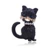 Cute Pride Cat Brooch For Party Clear Crystal Enamel Pin Black Animal Brooch For Women Jewelry Accessories Girl 'S Gift