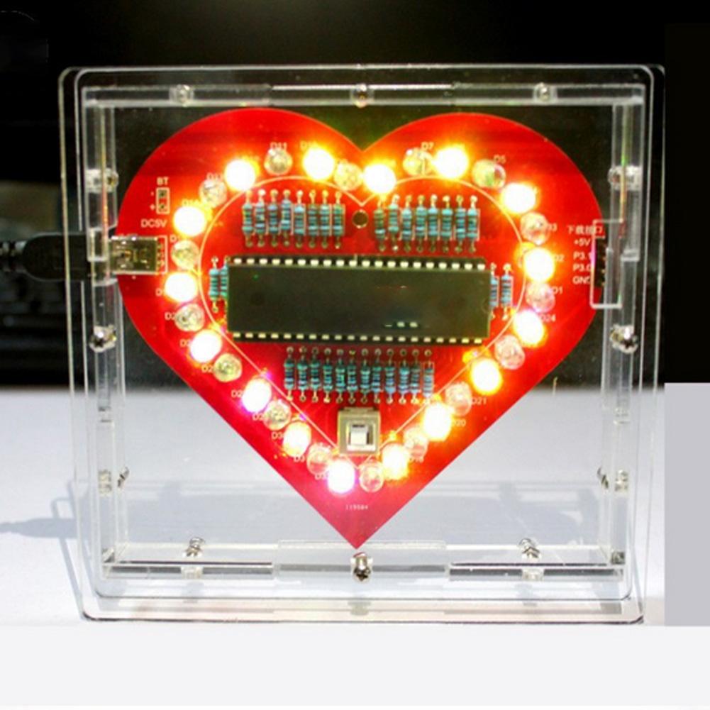 DIY Colorful MCU Module Heart Shaped Lamp Light Electronic Circuit Board Kit