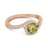 Peridot Halo Twist Pavé Band Ring - Sterling Silver Rose Gold Vermeil