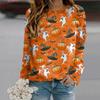 Fall Autumn Women'S Fashion O Neck Long Sleeve T-Shirt Loose Clothes Ghost Print T Shirt