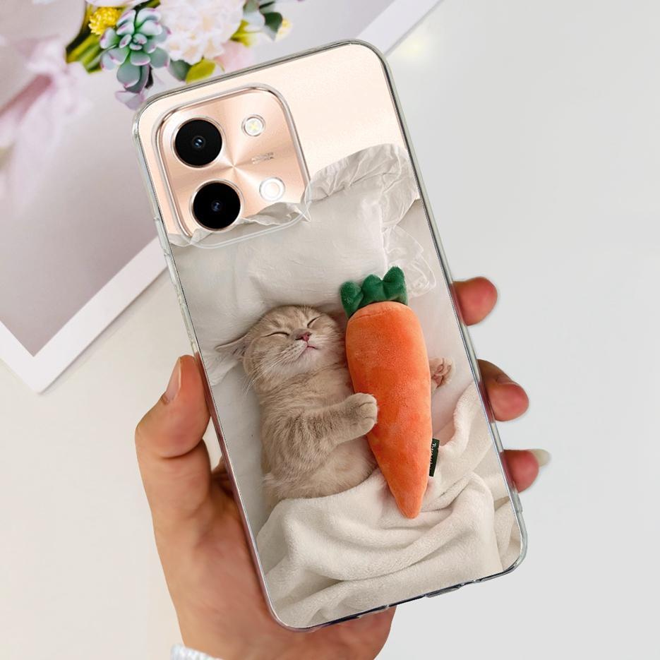 Для Vivo Y28 4G Чехол V2352 Милый Кот Панда Расписная Крышка Мягкий Силиконовый Чехол для Телефона Для Vivo Y28 Y 28 VivoY28 4G Funda 6.68'' Coque