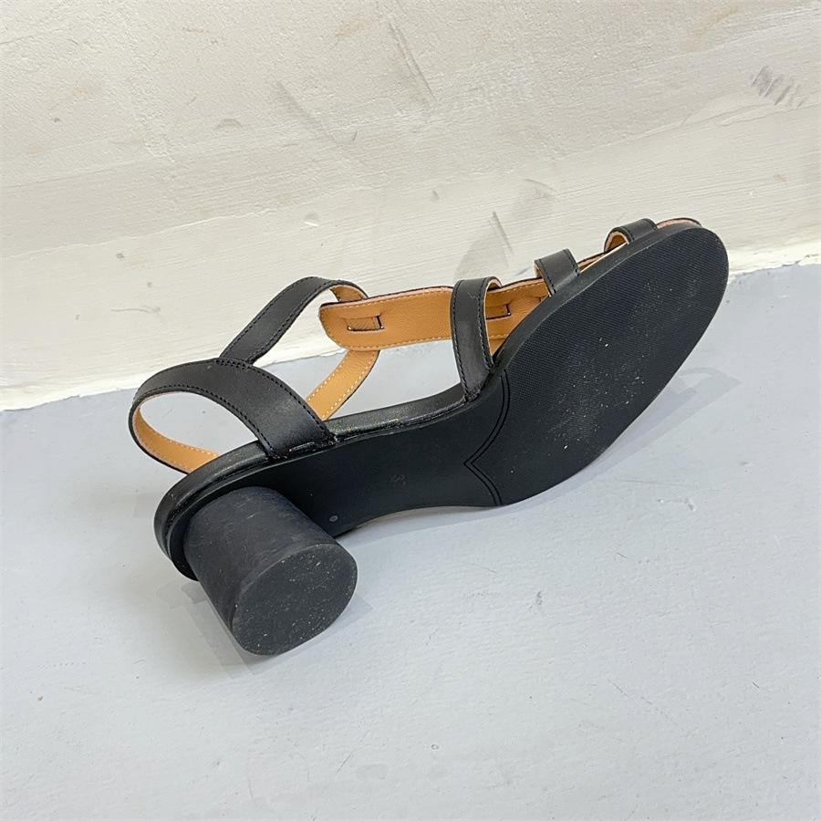 Johnature Универсальные римские сандалии на полом плетеном каблуке в стиле ретро, ​​удобная женская обувь на среднем каблуке из натуральной кожи