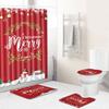 Christmas Shower Curtain Floor Mat Combination Four-Piece Set Bathroom Toilet Non-Slip Carpet Shower Room Absorbent Door Mat
