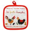 [R6607] - Cotton Pot Holder 'Hens' Red White (the Country Family) - 20x20cm