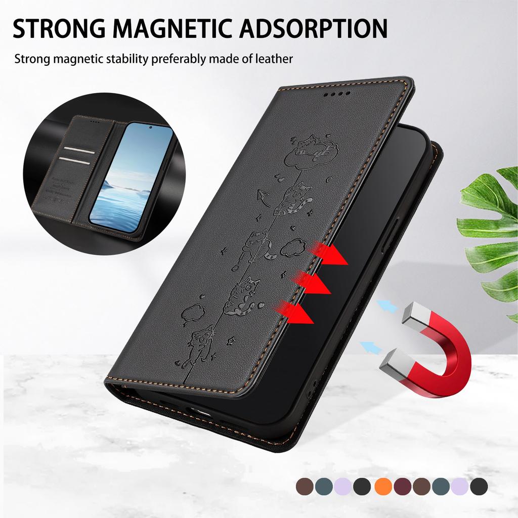 For Oppo A6x 5G/Oppo A6 5G Case RFID Blocking Wallet Stand Imprinted Cat Pattern Leather Phone Cover