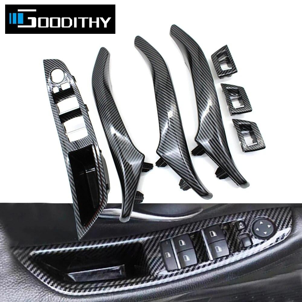 LHD RHD Carbon Fiber Car Interior Door Armrest Pull Handle Panel Trim Set For BMW 5 Series F10 F11 520i 523i 525i 528i 530i 535i