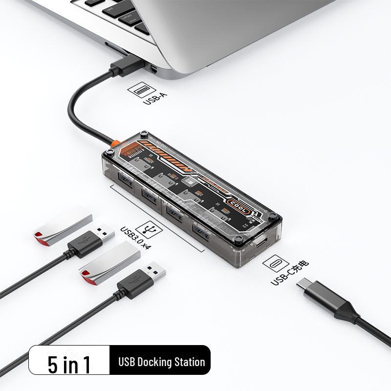 10-в-1 Прозрачный USB-хаб-док-станция Type-C