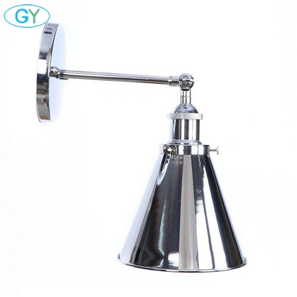 Chrome Finish Vintage Industrial Wall Light Loft Metal E27 Wall Sconce Retro Deco Stair Hallway Balcony Bathroom Vanity Lighting