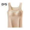Winter Women Thermal Vest with Chest Pads Seamless Velvet Fast Temperature Lock Heating Square Neck Slim Fit Elastic Sleeveless Inner Wear Bottoming