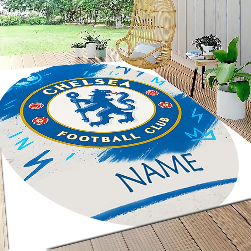 Custom Name Chelsea FC Crest Carpet Rug Customizable Soft Washable Anti-Slip Home Living Room Sofa Mats Personalized Rug. 0909218