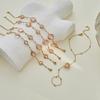 GEMCHIC Women's 18K Gold Plated Pink Crystal Beaded Chain Bracelet Stainless Steel Geometric Design Fashion Jewelry