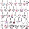 Original Pink Series Charms Copper Perfume Butterfly Beads Pendent Dangle Fit Bangle Charm Bracelet Diy Women Jewelry Gift
