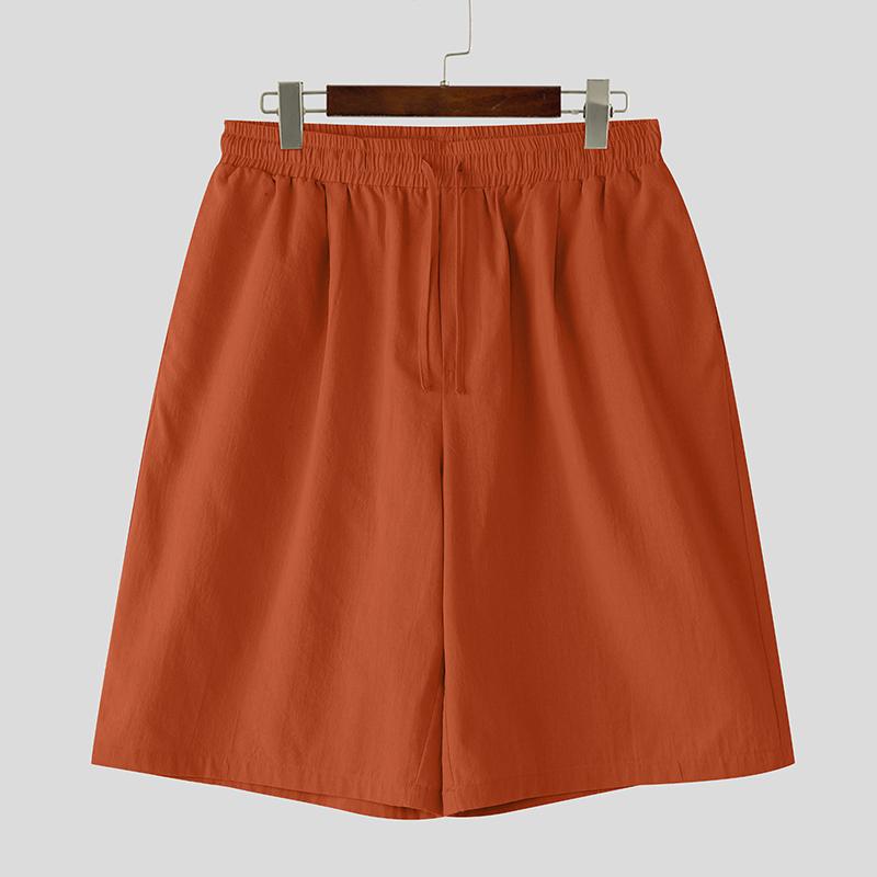 INCERUN Винтажные мужские повседневные свободные шорты-полуштаны с высокой эластичной талией и кулиской