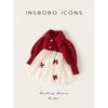 Insbobo Girls' Dress 2026 Spring New Style Red Sweater Dress Fashionable Dress One-Year-Old Girl's Formal Dress