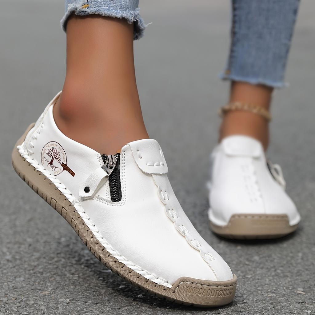 Повседневные лоферы ручной работы из кожи с застежкой-молнией и гибкой подошвой