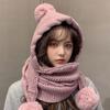 Защита ушей вязаная шапка защита от холода меховой мяч теплые шапки женские с капюшоном шарф шапка