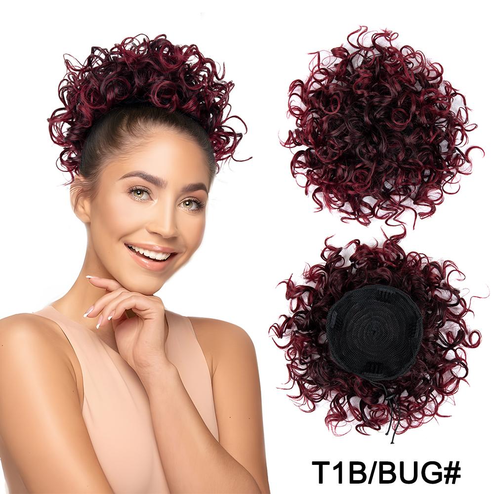 Большие вьющиеся булочки для волос, эластичный шнурок, вьющиеся грязные булочки для наращивания волос, короткие синтетические хвостики для наращивания для женщин