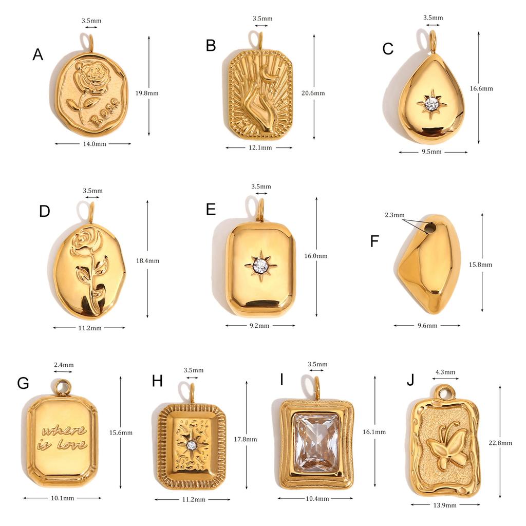 DIY Jewelry Making Necklace Pendant Practical Stainless Steel Gold Tone Pendant Charms For Handmade Accessories
