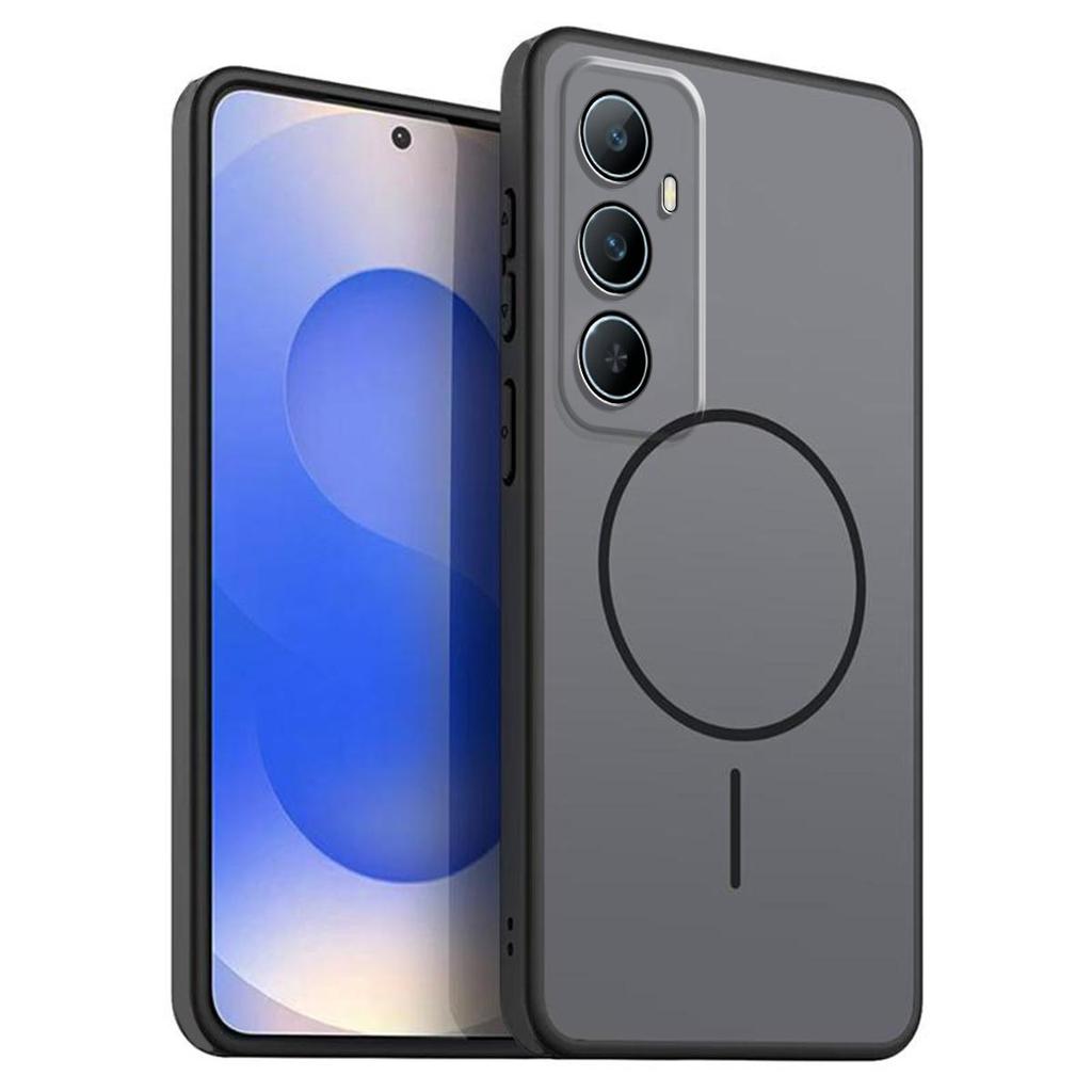 Однотонный матовый чехол из ТПУ для realme C65 4G Декоративная крышка с принтом кольца в стиле MagSafe