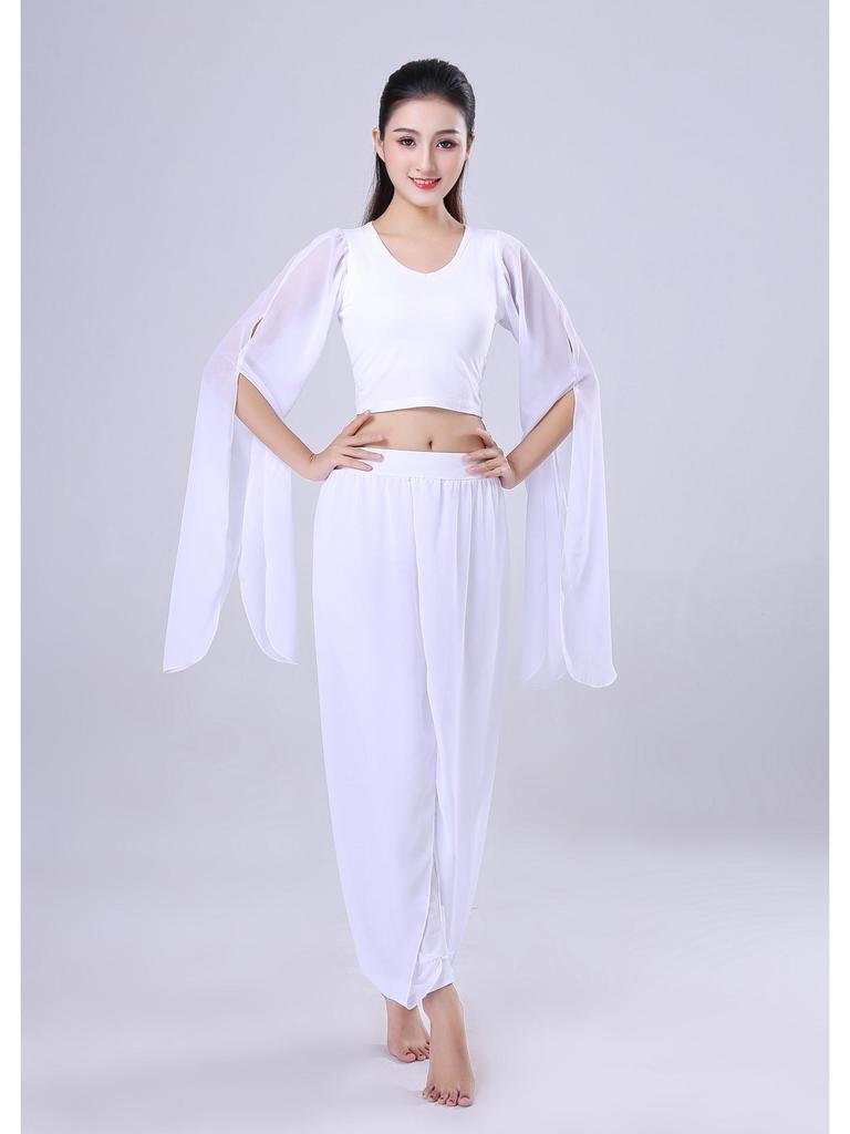 Женский шифоновый кроп-топ с юбкой-пачкой для танцев и практики йоги