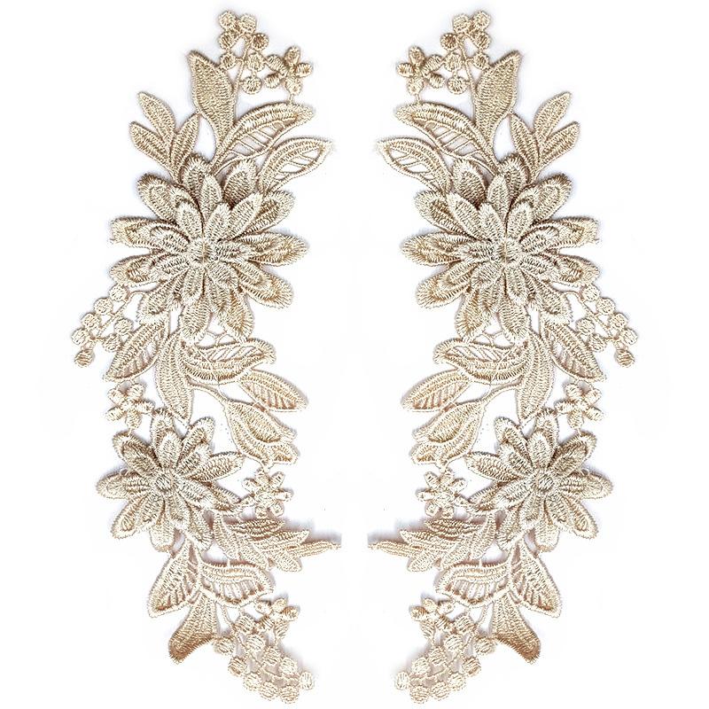 1 пара вышитых нашивок с отделкой 3D цветочная аппликация для одежды сумки кружево цветок DIY полые изысканные значки аксессуары 23X8 см