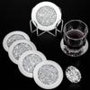 Glass Mirrored Coasters ,Crushed Diamond 4inch Glitter Round for Tabletop Home Restaurant