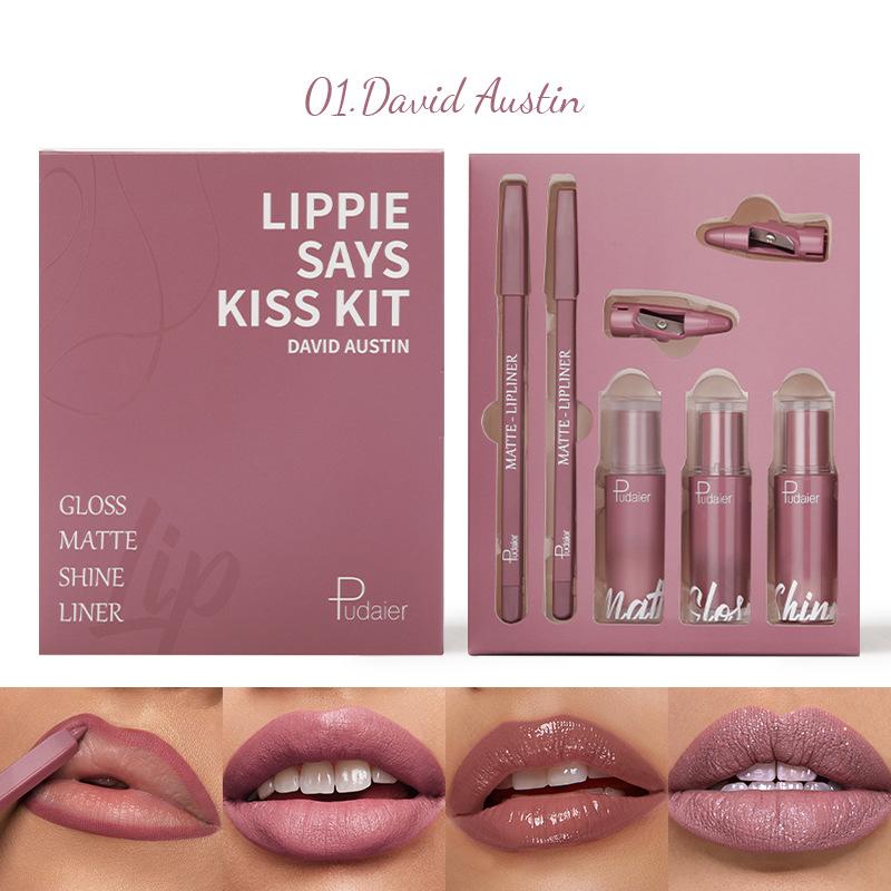 Набор из пяти карандашей для губ Lip Glaze, подарочная коробка, жемчужный блеск, матовый сексуальный набор для губ, питательный увлажняющий набор блесков для губ, идеально подходит для подарка на День матери