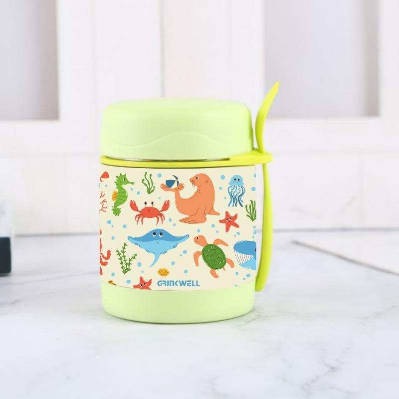 1pc 10.14oz Stainless Steel Lunch Box with Fork, Student Stew Pot, Small Soup Pot, Thermos Cup, Suitable for Outdoor Travel And Camping