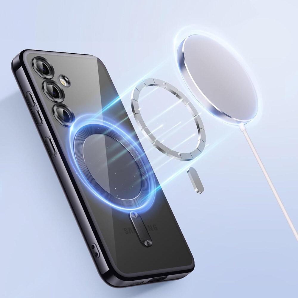 Case for Samsung Galaxy S24+ Plus, Electro MagSafe, black + Glass screen protector