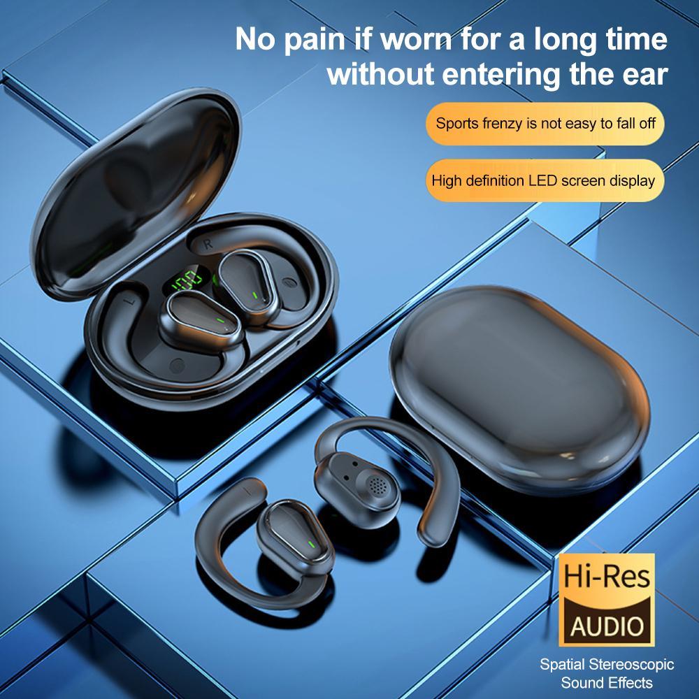 Наушники Bluetooth 5.3 Беспроводные спортивные гарнитуры Наушники с креплением-крючком Водонепроницаемые наушники HiFi Stereo с шумоподавлением для Android iOS Тренировки Спортзал