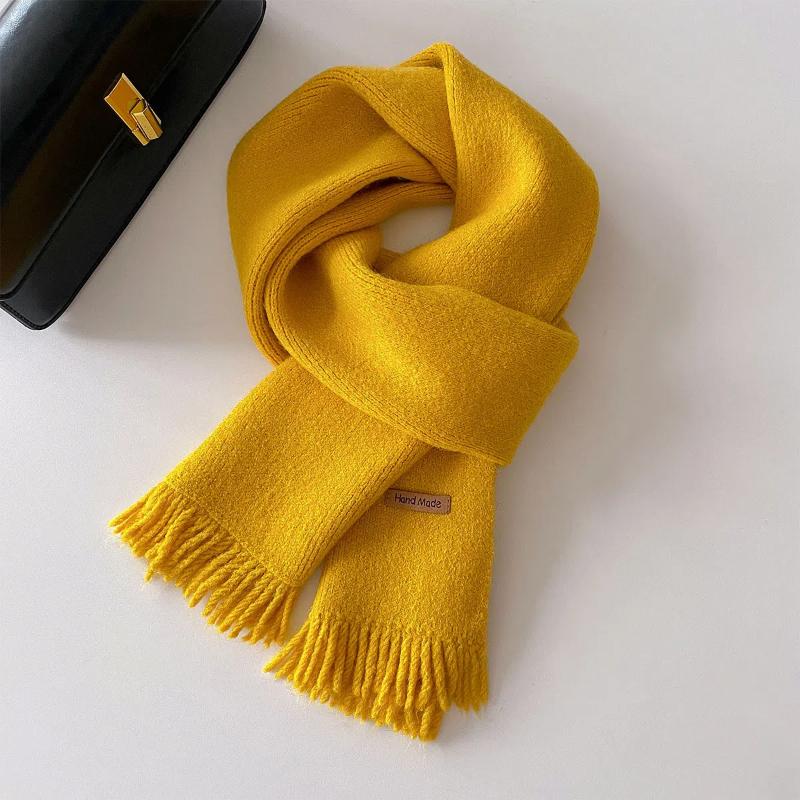 2024 New Autumn and Winter New Solid Color Tassel Simple Yarn Scarf Shawl Dual-use Warm Scarf for Women