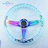 14inch Universal Transparent Acrylic Steering Wheel Neo Chrome JDM Racing Sport Steering Wheel for Game