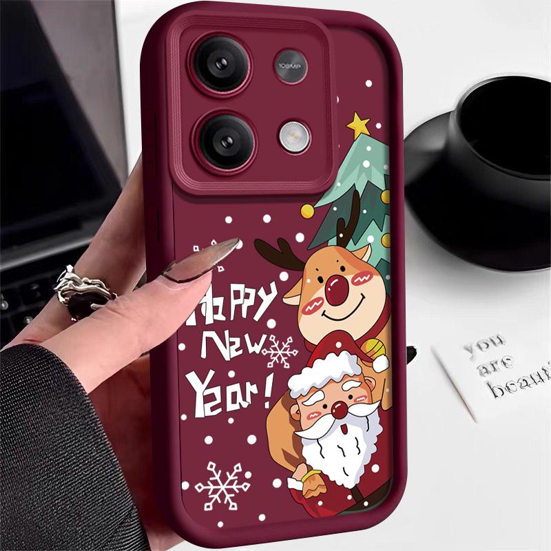 Для Xiaomi 13t Poco F6 X5 X6 Pro Redmi Note 13 12 11 10 Pro Рождественский узор лося конфетного цвета Защитный мягкий силиконовый чехол для объектива