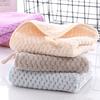 Coral Velvet Plaid Texture Bath Towel Strong Water Absorption Fluffy Towel with Lanyard Design Easy To Clean Hand Towel