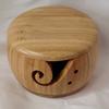 Handmade Wooden Yarn Bowl with Lid Durable Spiral-Open Design Crochet Thread Bowl for Organized Knitting