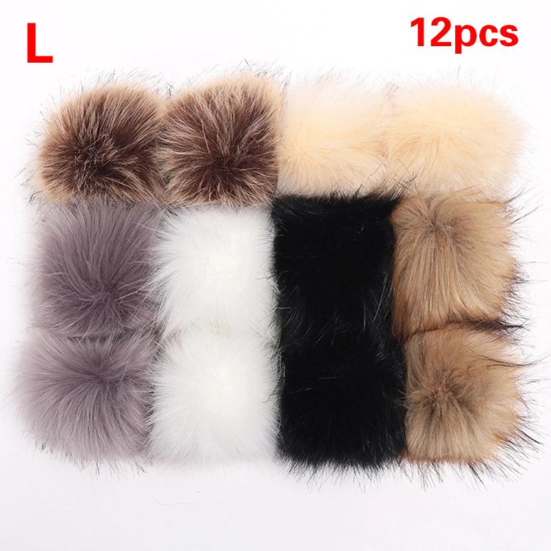 12 шт. 8 см Разноцветные искусственные меховые помпоны для шапки, помпоны из искусственного лисьего меха для обуви, DIY, ручная работа, аксессуары для шапок и одежды