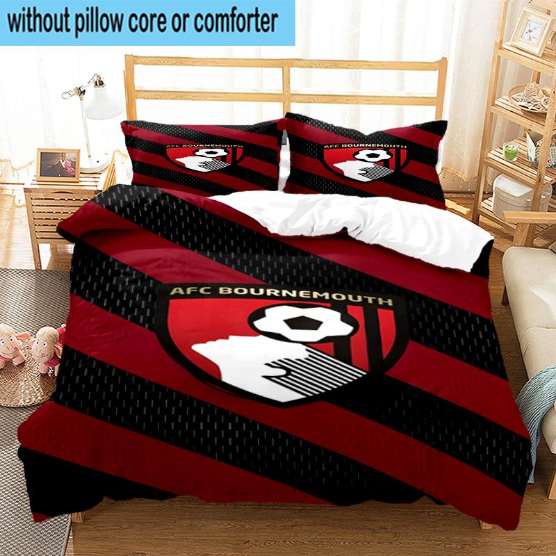 3pcs Afc Crest Bournemouth Printed Bedding Set Duvet Cover Closure Includes 1 Duvet Cover & 2 Pillowcases Bedding Sets Home Decor Gifts